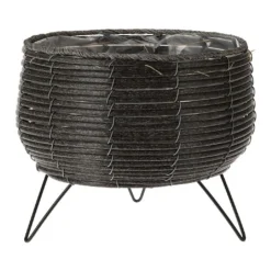 KOOPMAN Anthracite Basket Planter With Legs 23cm