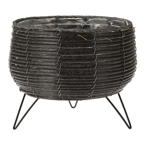 KOOPMAN Anthracite Basket Planter With Legs 23cm 1 KOOPMAN Anthracite Basket Planter With Legs 23cm