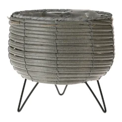 KOOPMAN Light Grey Basket Planter With Legs 20cm
