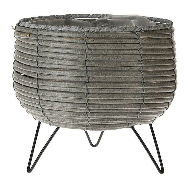 KOOPMAN Light Grey Basket Planter With Legs 20cm 1 KOOPMAN Light Grey Basket Planter With Legs 20cm
