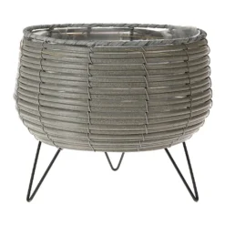 KOOPMAN Light Grey Basket Planter With Legs 23cm