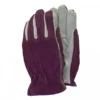 Deluxe Premium Leather & Suede Gloves Plum - Medium
