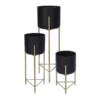 KOOPMAN Black & Gold Plant Pot Cover Stand (Various Sizes)